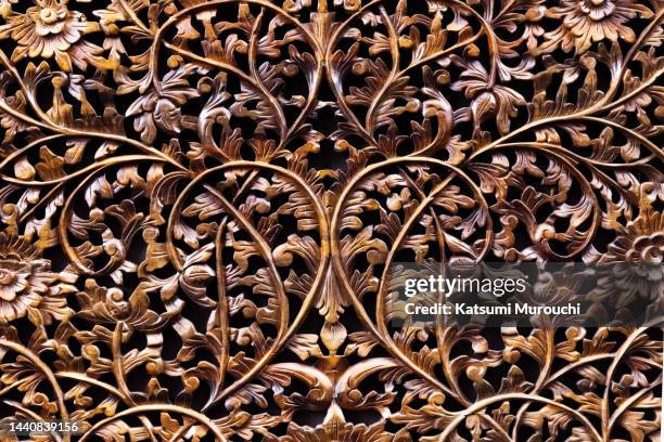 asian wooden relief background - carving craft product fotografías e imágenes de stock