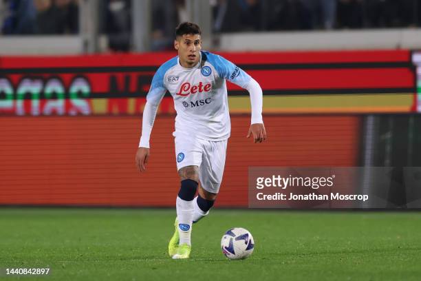 Mathias Olivera of SSC Napoli during the Serie A match between Atalanta BC and SSC Napoli at Gewiss Stadium on November 05, 2022 in Bergamo, Italy.