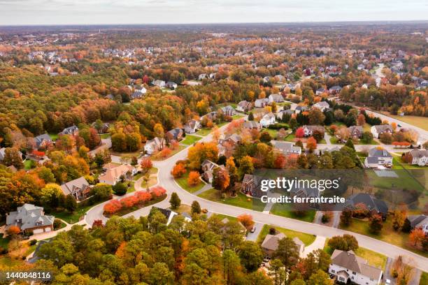 suburban sprawl aerial view - richmond virginia stock pictures, royalty-free photos & images