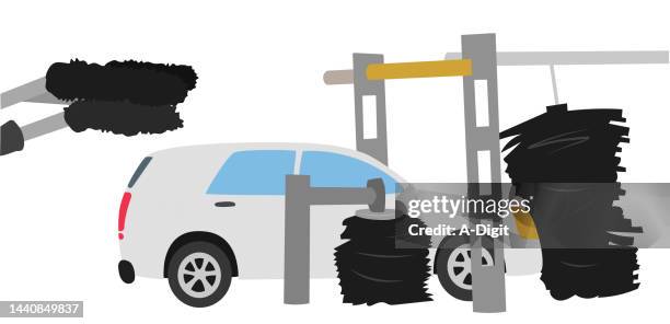 automatic car wash - automatic window stock illustrations
