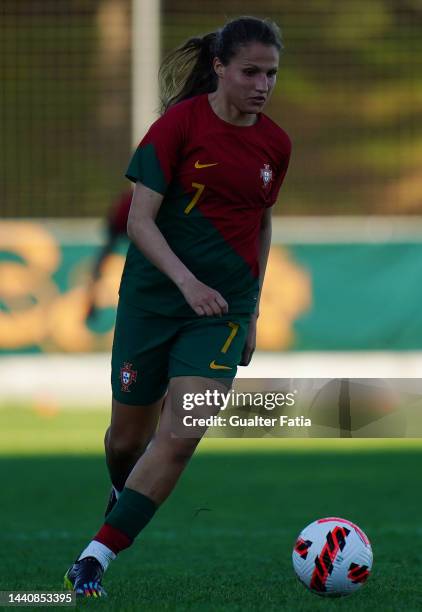 Vanessa Marques of Portugal in action during the Women's International Friendly match between Portugal and Haiti at Estadio Municipal Jose Martins...