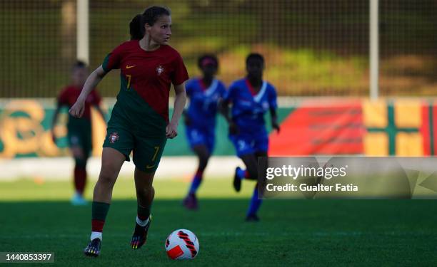 Vanessa Marques of Portugal in action during the Women's International Friendly match between Portugal and Haiti at Estadio Municipal Jose Martins...