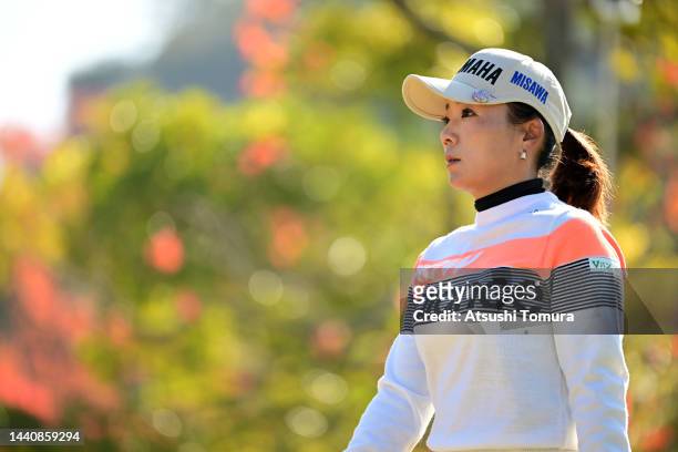 Chie Arimura of Japan is seen during the second round of the Ito-En Ladies at Great Island Club on November 12, 2022 in Chonan, Chiba, Japan.