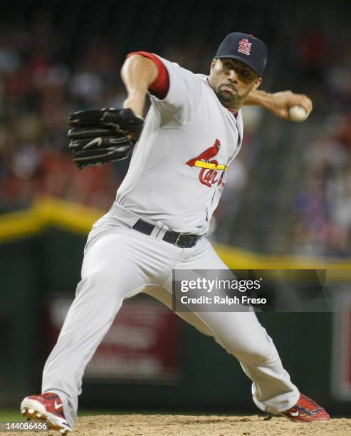 Romero of the St. Louis Cardinals delivers a pitch against the Arizona Diamondbacks during a MLB game at Chase Field on May 7, 2012 in Phoenix,...