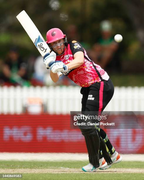 Alyssa Healy of the Sixers bats during the Women's Big Bash League match between the Melbourne Stars and the Sydney Sixers at CitiPower Centre, on...