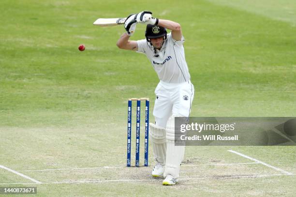 Cameron Bancroft of Western Australia lets one through to the keeperduring the Sheffield Shield match between Western Australia and South Australia...