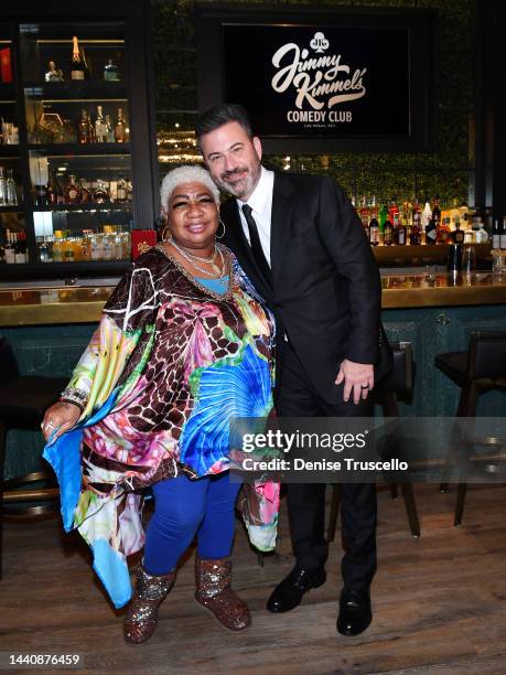 Comedian Luenell and Emmy Award-winning TV Host and Producer Jimmy Kimmel pose for a photo at Jimmy Kimmel's Comedy Club at The LINQ Promenade on...