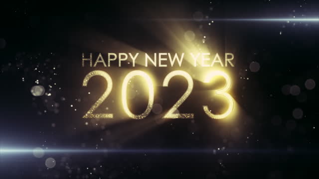New year 2023, beautiful background, new year celebration. Animated text that says Happy New Year 2023.