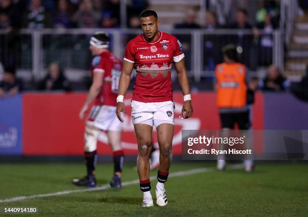 Anthony Watson of Leicester Tigers looks on during the Gallagher Premiership Rugby match between Bath Rugby and Leicester Tigers at the Recreation...