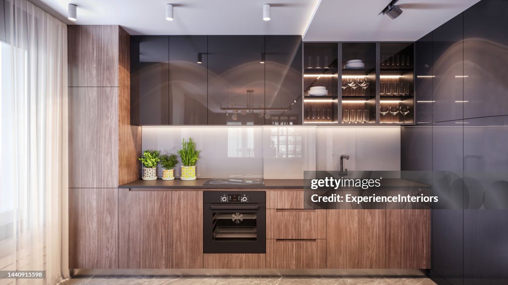 Modern Apartment Kitchen Interior High-Res Stock Photo - Getty Images