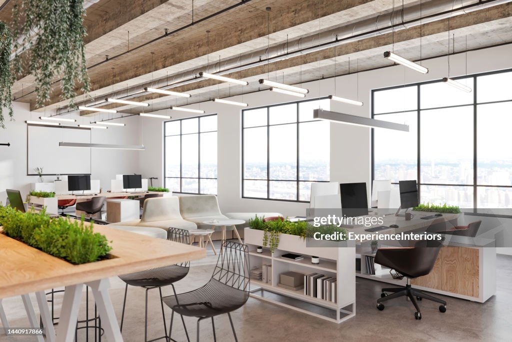 Modern open plan office space interior