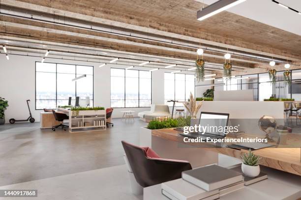 modern open plan office space interior - expanse of space stock pictures, royalty-free photos & images
