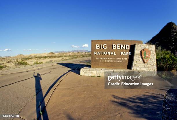 Texas, Big Bend National Park, Entrance Sign At Maverick Junction.