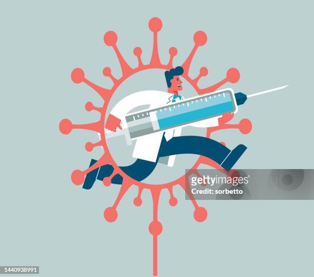 arzt - impfstoff injektion - viral shedding stock-grafiken, -clipart, -cartoons und -symbole