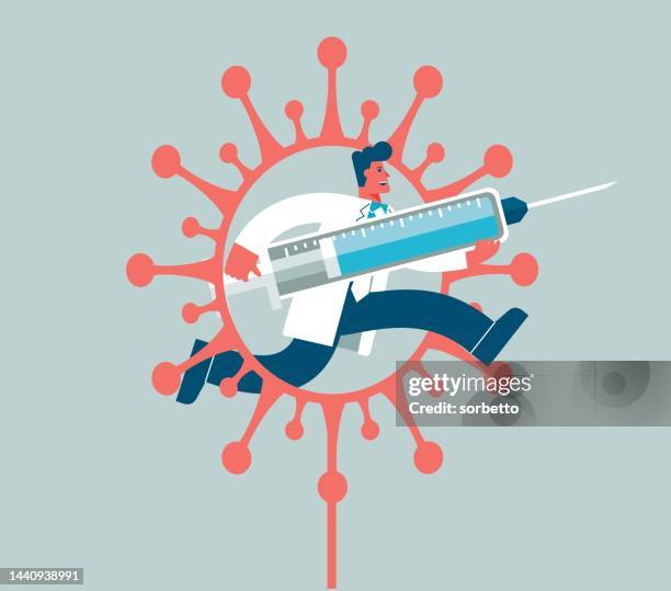 doctor - vaccine injection - viral shedding stock illustrations