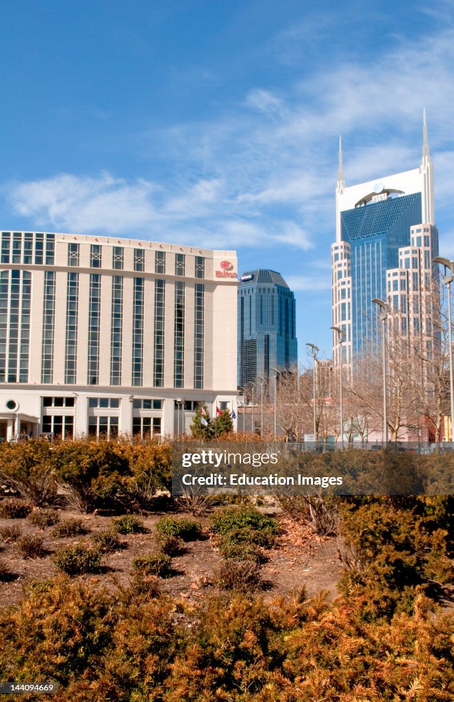 Modern Skyline Downtown Of Nashville, Tennessee, With New At&T Building.