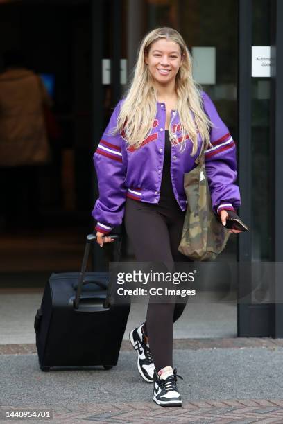 Molly Rainford leaving a hotel ahead of Strictly Come Dancing 2022 rehearsals on November 12, 2022 in London, England.