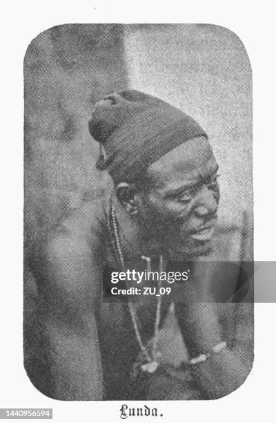 ルンダの男。(コンゴ)、ハーフトーンプリント、1899年発行 - コンゴ共和国点のイラスト素材／クリップアート素材／マンガ素材／アイコン素材