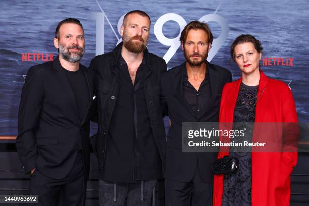 Baran bo Odar, Ben Frost, Andreas Pietschmann and Jantje Friese attend the screening of the Netflix series "1899" at Funkhaus Berlin on November 10,...