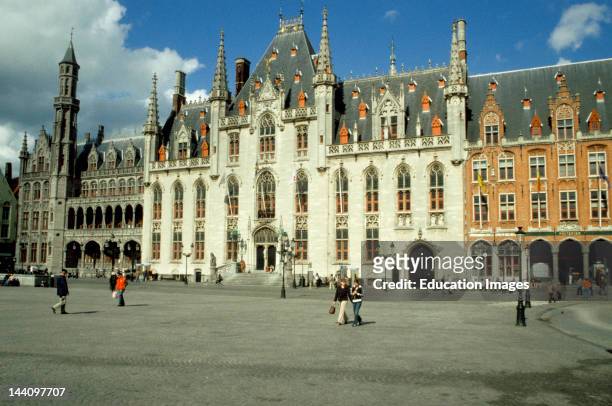 Belgium, Brugge, Bruges, Exterior, Markt, Stadhuis, Market Place, Town Hall.
