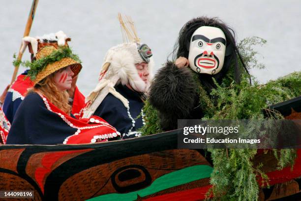 Canoe Arrival At Tribal Journeys, Cowichan Bay, B,C,, Canada.
