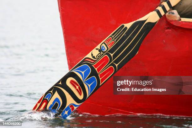 Arrival Of Canoes At Tribal Journeys Cowichan Bay, Detail Of Paddle, B,C,, Canada.