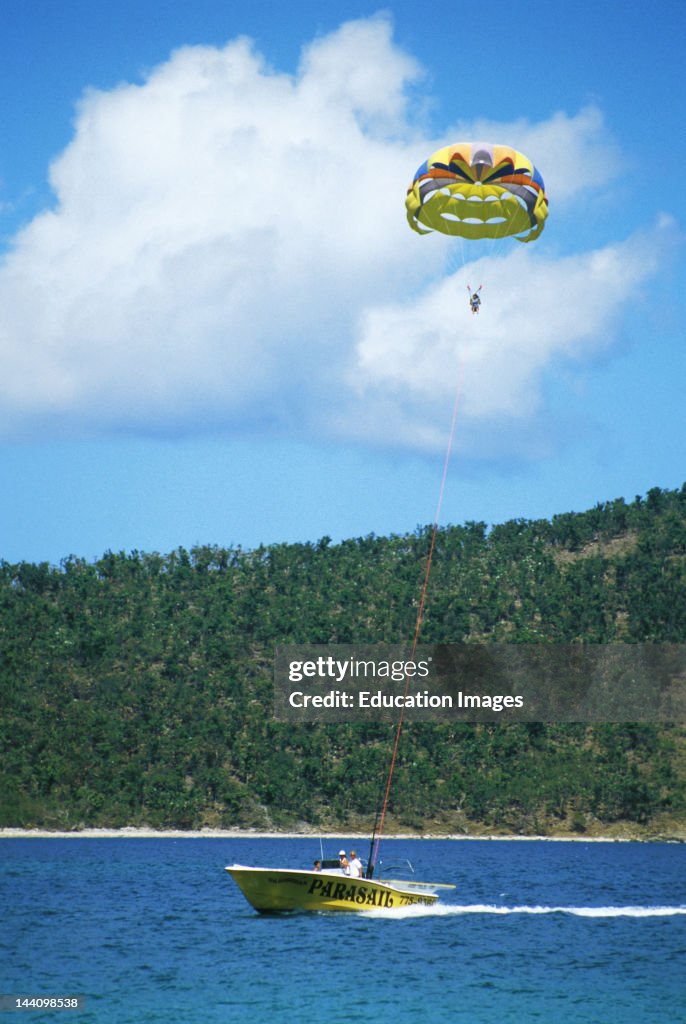 U,S, Virgin Islands, St, Thomas, Parasailing.