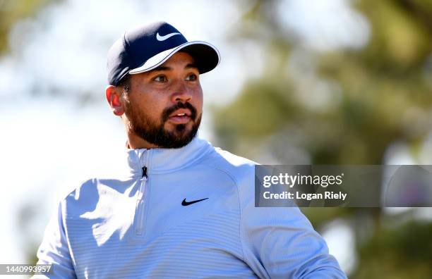 Jason Day of Australia walks from the 12th tee during the third round of the Cadence Bank Houston Open at Memorial Park Golf Course on November 12,...