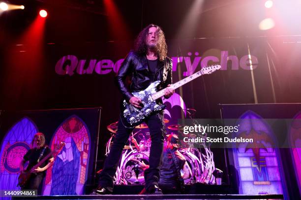 Guitarist Michael Wilton, founding member of the band Queensryche, performs onstage at Toyota Arena on November 07, 2022 in Ontario, California.