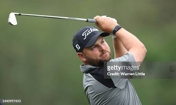 Jordan Smith of England in action during completion of the weather effected second round of the Nedbank Golf Challenge at Gary Player CC on November...