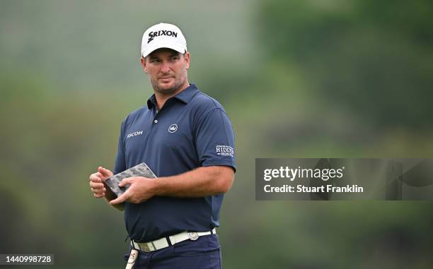 Ryan Fox of New Zealand looks on on the 18th hole during the third round during Day Three of the Nedbank Golf Challenge at Gary Player CC on November...