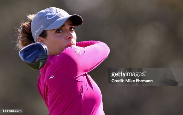 Gabby Lopez of Mexico plays her shot from the 11th tee during the first round of the Pelican Women's Championship at Pelican Golf Club on November...