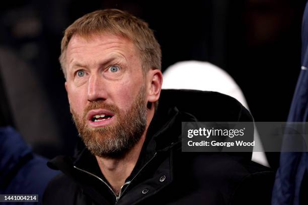 Graham Potter, Manager of Chelsea looks on during the Premier League match between Newcastle United and Chelsea FC at St. James Park on November 12,...