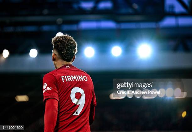 Roberto Firmino of Liverpool during the Premier League match between Liverpool FC and Southampton FC at Anfield on November 12, 2022 in Liverpool,...