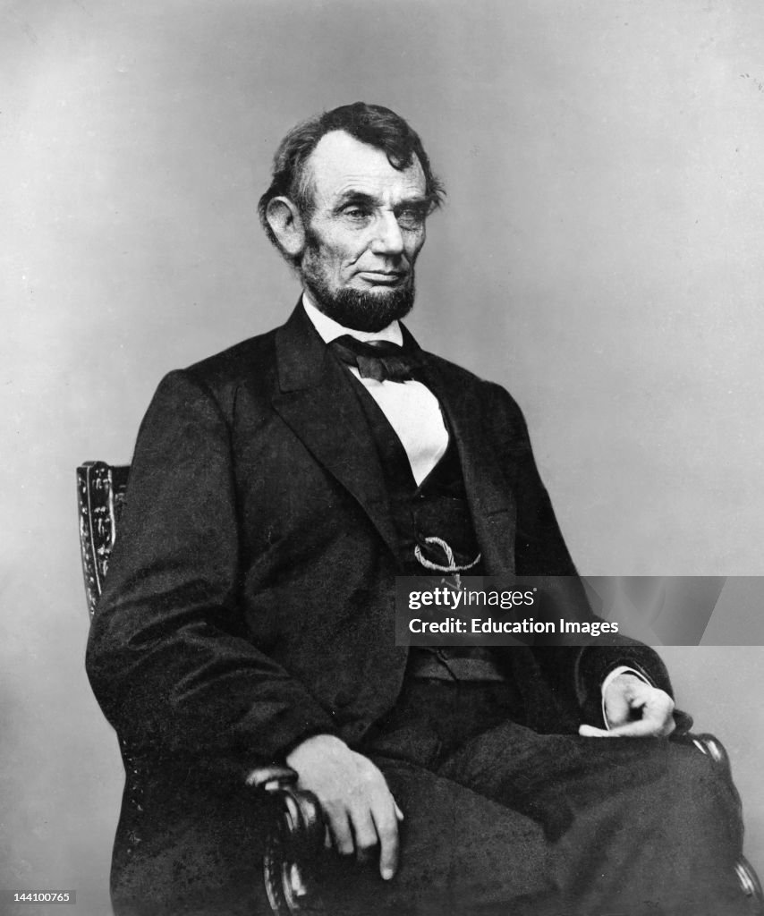 Abraham Lincoln, Three-Quarter Length Portrait, Seated, Facing Right; Hair Parted On Lincoln'S Right Side, 1864 Feb, 9.