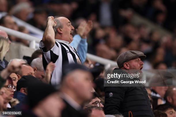 Newcastle United fan shows their support during the Premier League match between Newcastle United and Chelsea FC at St. James Park on November 12,...