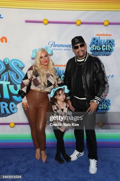 Coco Austin, daughter Chanel Nicole Marrow and Ice-T attend the New York Premiere of Paramount's "Blue's Big City Adventure" at Regal Union Square on...