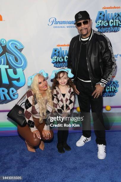 Coco Austin, daughter Chanel Nicole Marrow and Ice-T attend the New York Premiere of Paramount's "Blue's Big City Adventure" at Regal Union Square on...