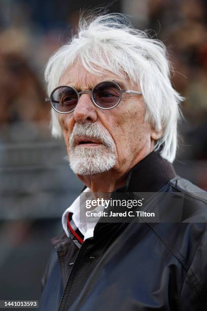 Bernie Ecclestone looks on from the grid during the Sprint ahead of the F1 Grand Prix of Brazil at Autodromo Jose Carlos Pace on November 12, 2022 in...