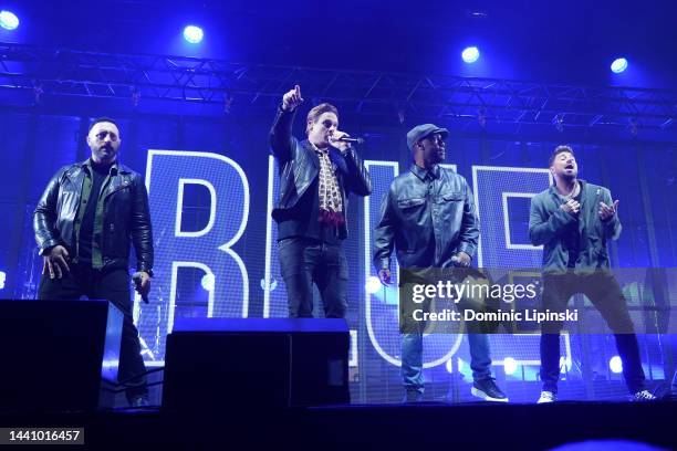 Boy band, Blue perform onstage during HITS Radio Live Birmingham at Resorts World Arena on November 11, 2022 in Birmingham, England.