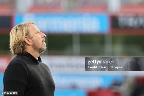 Sven Mislintat, sporting director during the Bundesliga match between Bayer 04 Leverkusen and VfB Stuttgart at BayArena on November 12, 2022 in...
