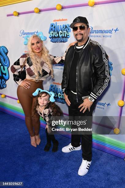Coco Austin, Chanel Nicole Marrow and Ice-T attend the "Blue's Big City Adventure" premiere event on November 12, 2022 in New York City.