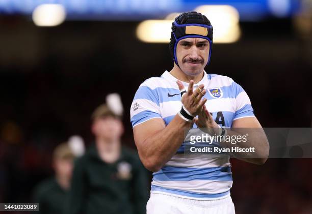 Tomas Lavanini of Argentina looks on prior to kick off of the Autumn International match between Wales and Argentina at Principality Stadium on...
