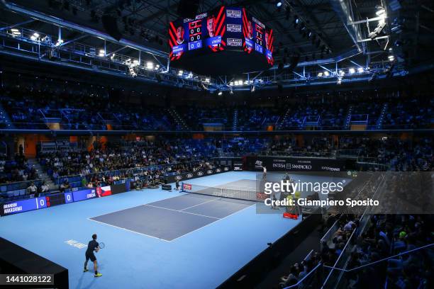 General view inside the Allianz Cloud during the Final match between Jiri Lehecka of Czech Republic and Brandon Nakashima of United States on day...