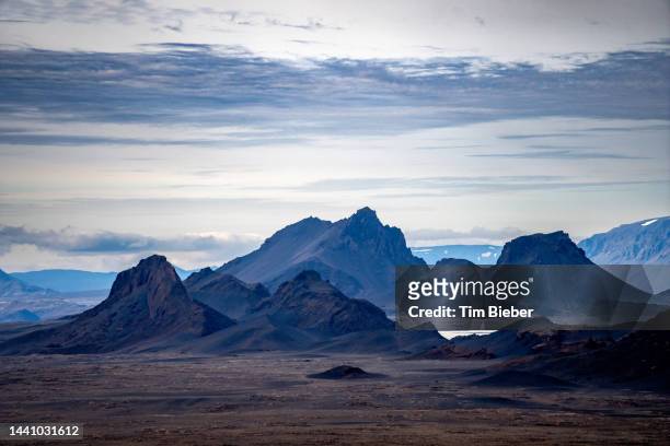 langjokull glacier and rugged icelandic landscape - langjokull stock pictures, royalty-free photos & images