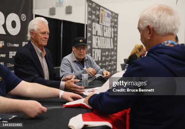 Paul Henderson signs autographs at the Sports Card Expo at the International Centre on November 12, 2022 in Toronto, Ontario, Canada.
