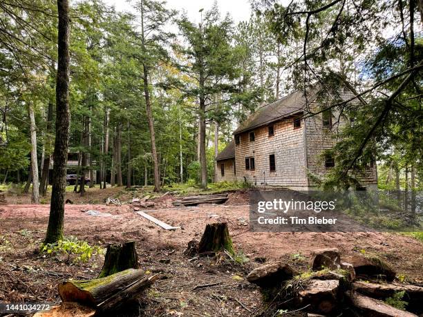 construction site for future home addition. - backyard renovation stock pictures, royalty-free photos & images