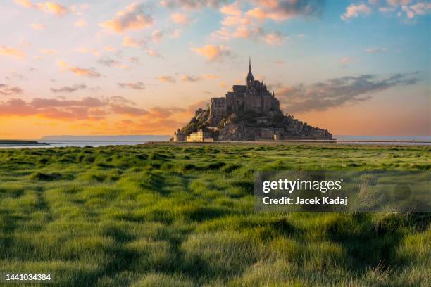 mont saint-michel a former male benedictine monastery - gothic castle stock pictures, royalty-free photos & images