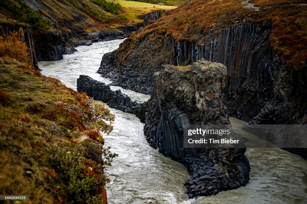 Remote River Remote River And Studlagil Canyon In Rugged Icelandic Landscape High ...