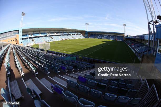 General view of MEMS Priestfield Stadium prior to the Sky Bet League Two between Gillingham and Northampton Town at MEMS Priestfield Stadium on...